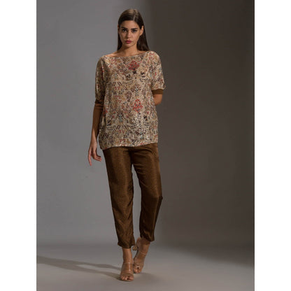 Soup By Sougat Paul Prired One Shoulder Top Paired With Printed Pants (Set of 2)