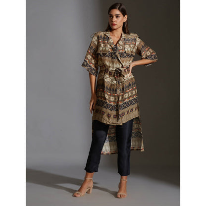 Soup By Sougat Paul Overlap Printed Jacket With Bell Sleeves With Printed Trousers (Set of 2)