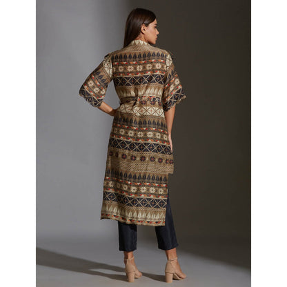 Soup By Sougat Paul Overlap Printed Jacket With Bell Sleeves With Printed Trousers (Set of 2)