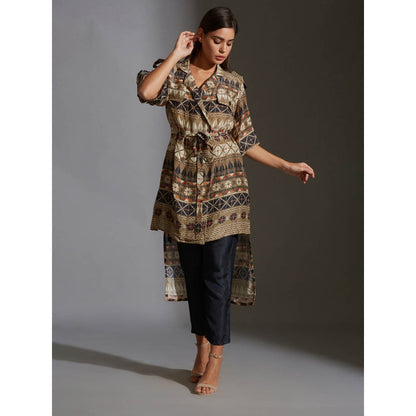 Soup By Sougat Paul Overlap Printed Jacket With Bell Sleeves With Printed Trousers (Set of 2)