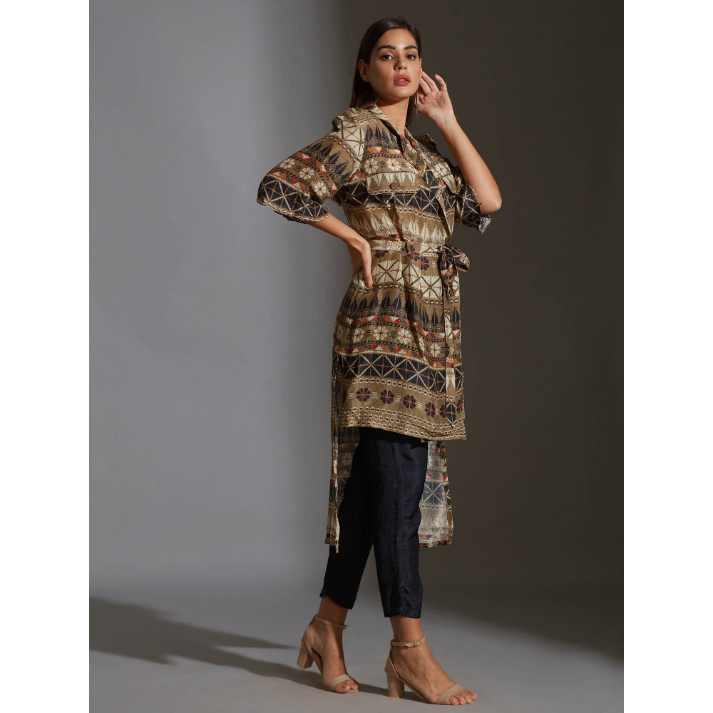 Soup By Sougat Paul Overlap Printed Jacket With Bell Sleeves With Printed Trousers (Set of 2)