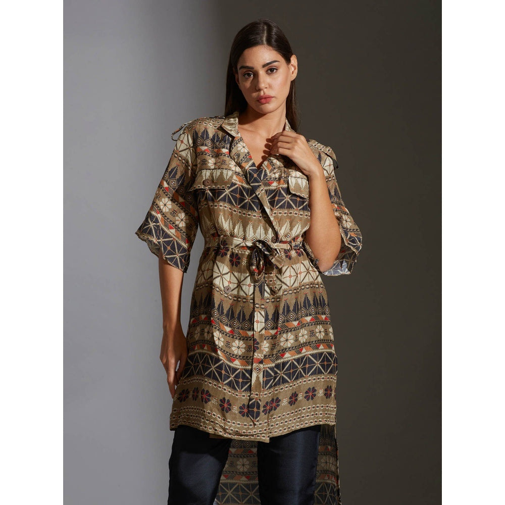 Soup By Sougat Paul Overlap Printed Jacket With Bell Sleeves With Printed Trousers (Set of 2)