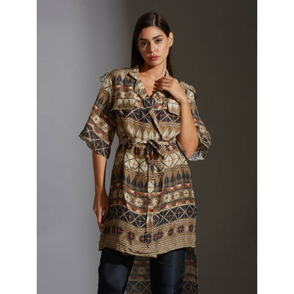 Soup By Sougat Paul Overlap Printed Jacket With Bell Sleeves With Printed Trousers (Set of 2)