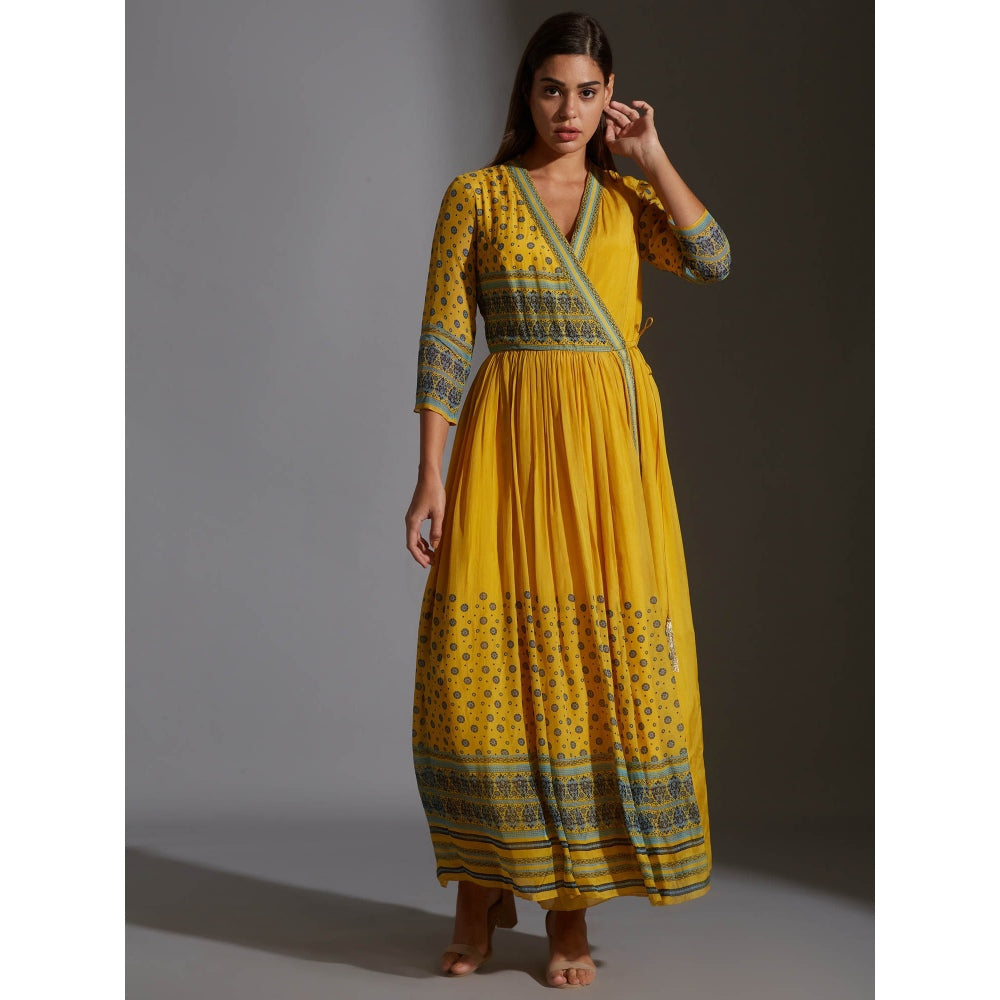 Soup By Sougat Paul Overlap Printed Dress With Gathers