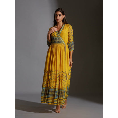 Soup By Sougat Paul Overlap Printed Dress With Gathers