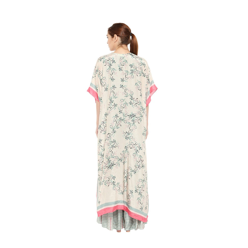 Soup by Sougat Paul Striped Sharara Style Jumpsuit And Printed Cape Jacket - Customisable