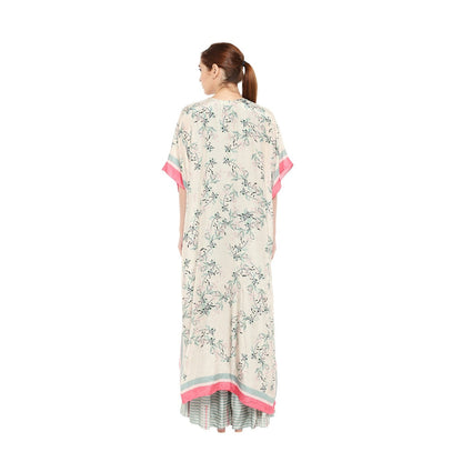 Soup by Sougat Paul Striped Sharara Style Jumpsuit And Printed Cape Jacket - Customisable