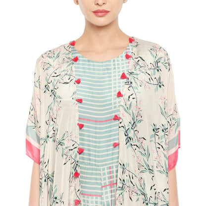 Soup by Sougat Paul Striped Sharara Style Jumpsuit And Printed Cape Jacket - Customisable