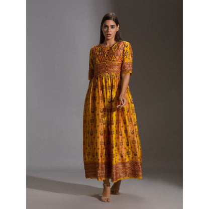 Soup By Sougat Paul Printed Dress Paired With Sleeveless Jacket (Set of 2)