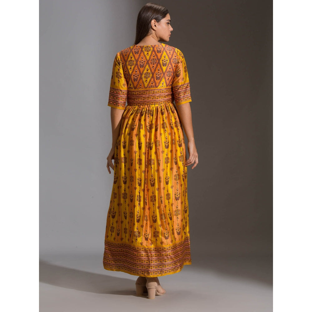 Soup By Sougat Paul Printed Dress Paired With Sleeveless Jacket (Set of 2)