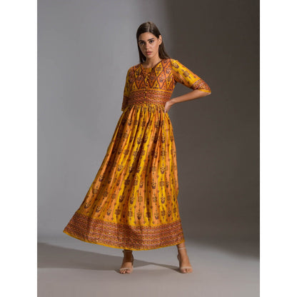 Soup By Sougat Paul Printed Dress Paired With Sleeveless Jacket (Set of 2)