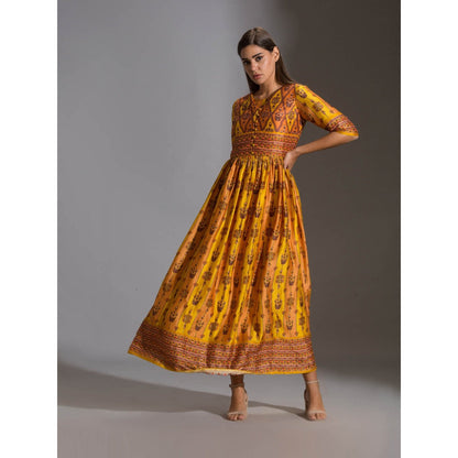 Soup By Sougat Paul Printed Dress Paired With Sleeveless Jacket (Set of 2)