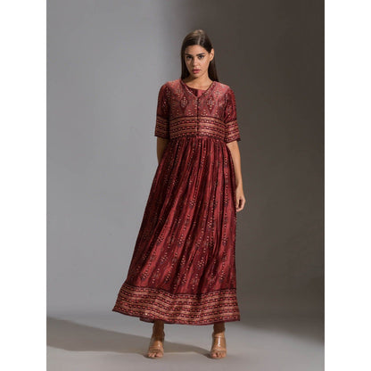 Soup By Sougat Paul Printed Dress Paired With Sleeveless Jacket (Set of 2)