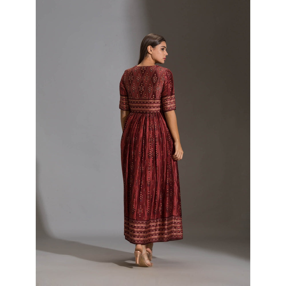 Soup By Sougat Paul Printed Dress Paired With Sleeveless Jacket (Set of 2)