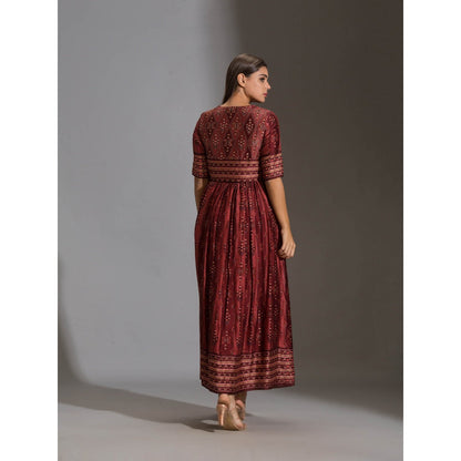 Soup By Sougat Paul Printed Dress Paired With Sleeveless Jacket (Set of 2)