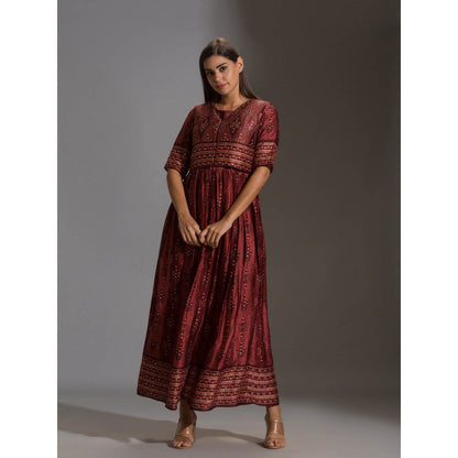 Soup By Sougat Paul Printed Dress Paired With Sleeveless Jacket (Set of 2)