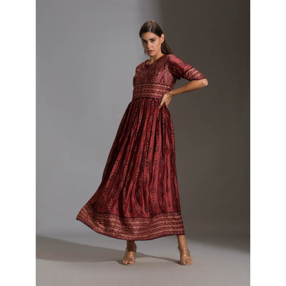 Soup By Sougat Paul Printed Dress Paired With Sleeveless Jacket (Set of 2)