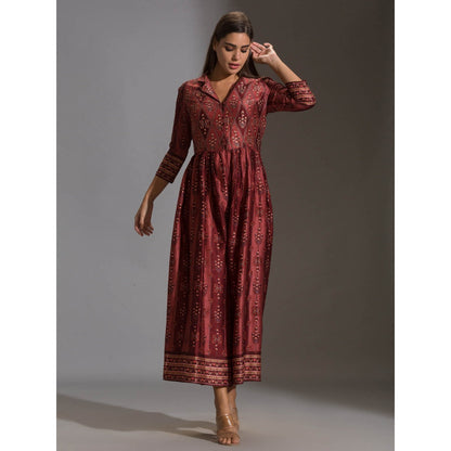 Soup By Sougat Paul Printed Collared Jumpsuit With Front Opening And Potli Button Details