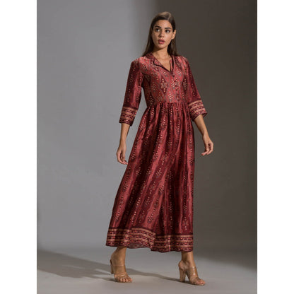 Soup By Sougat Paul Printed Collared Jumpsuit With Front Opening And Potli Button Details