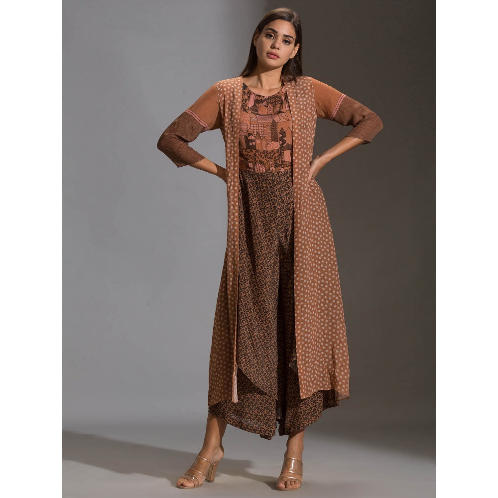 Soup By Sougat Paul Printed Double Layered Jumpsuit Paired With Printed Jacket (Set of 2)