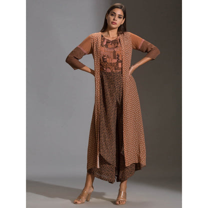 Soup By Sougat Paul Printed Double Layered Jumpsuit Paired With Printed Jacket (Set of 2)