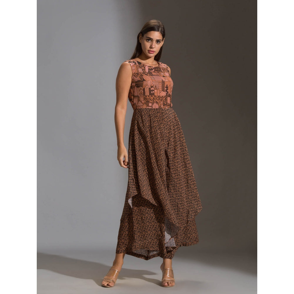 Soup By Sougat Paul Printed Double Layered Jumpsuit Paired With Printed Jacket (Set of 2)