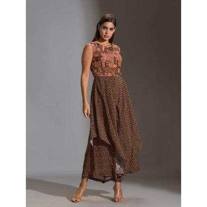 Soup By Sougat Paul Printed Double Layered Jumpsuit Paired With Printed Jacket (Set of 2)