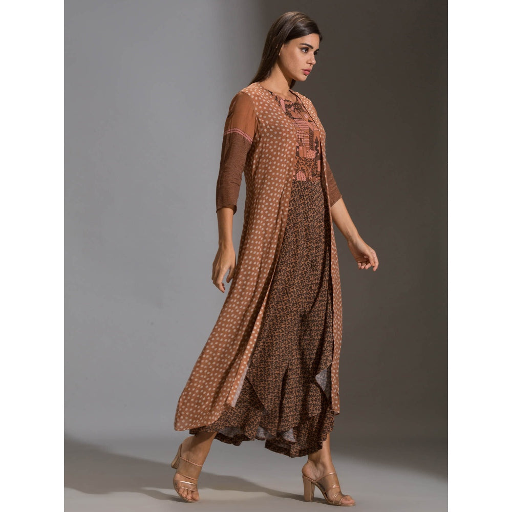 Soup By Sougat Paul Printed Double Layered Jumpsuit Paired With Printed Jacket (Set of 2)