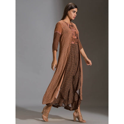 Soup By Sougat Paul Printed Double Layered Jumpsuit Paired With Printed Jacket (Set of 2)