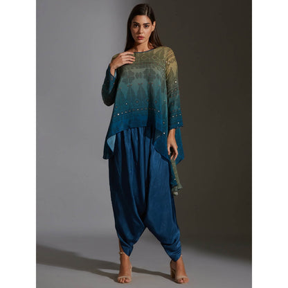 Soup By Sougat Paul Asymetrical Printed Top With Dhoti Pants (Set of 2)