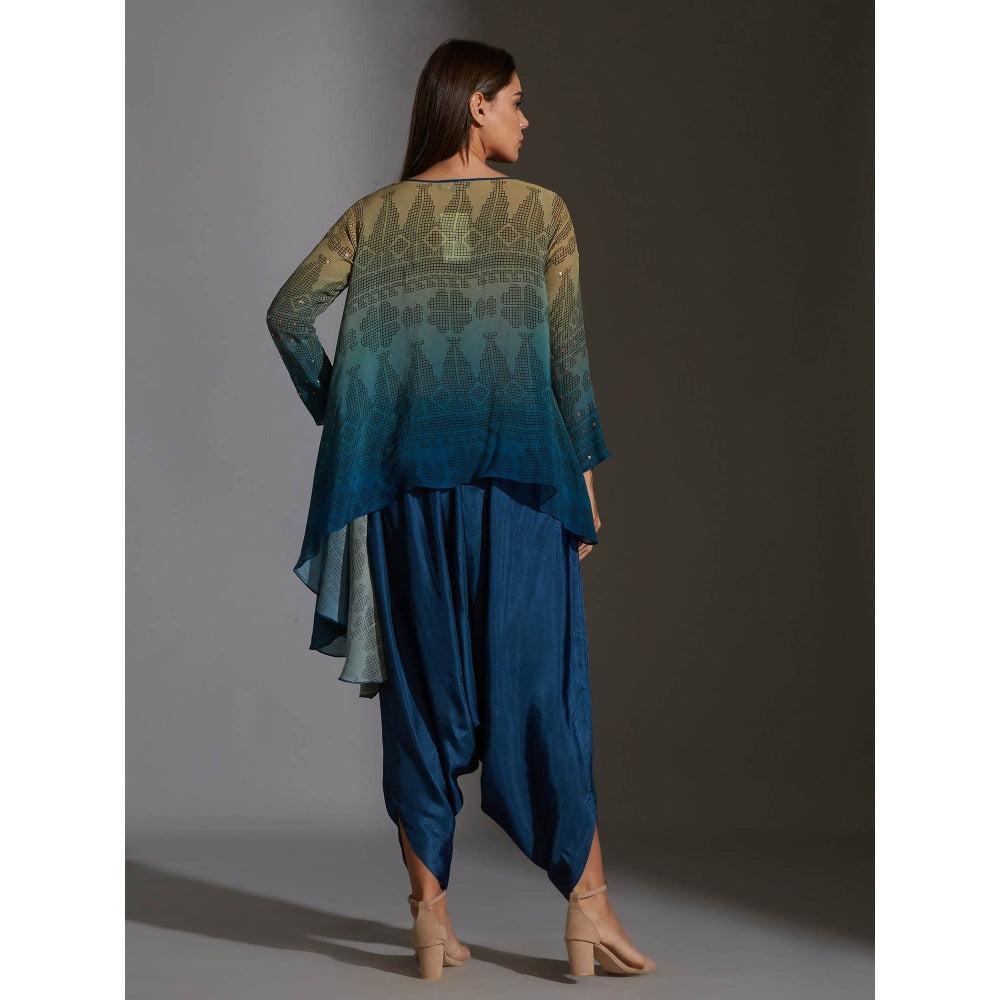 Soup By Sougat Paul Asymetrical Printed Top With Dhoti Pants (Set of 2)