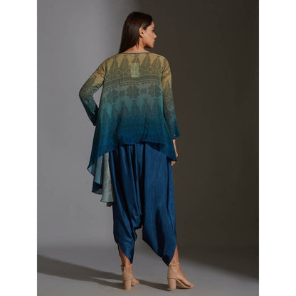 Soup By Sougat Paul Asymetrical Printed Top With Dhoti Pants (Set of 2)