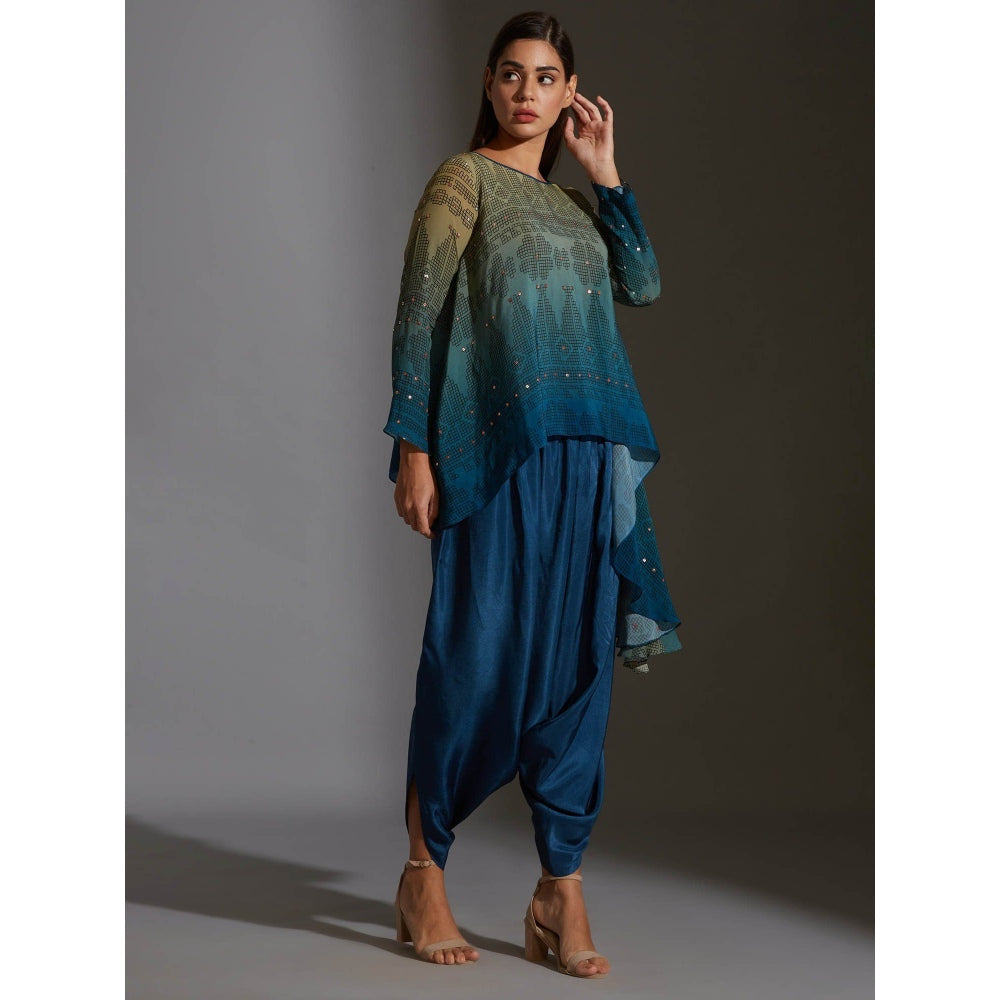 Soup By Sougat Paul Asymetrical Printed Top With Dhoti Pants (Set of 2)