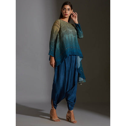 Soup By Sougat Paul Asymetrical Printed Top With Dhoti Pants (Set of 2)
