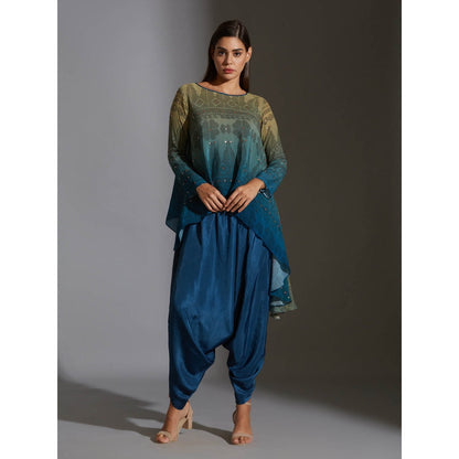 Soup By Sougat Paul Asymetrical Printed Top With Dhoti Pants (Set of 2)