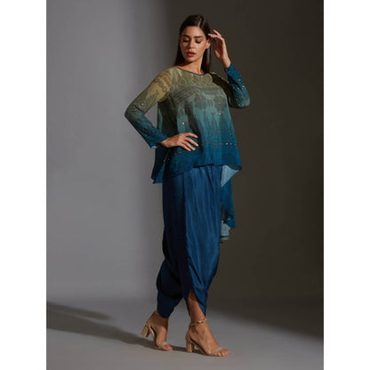 Soup By Sougat Paul Asymetrical Printed Top With Dhoti Pants (Set of 2)