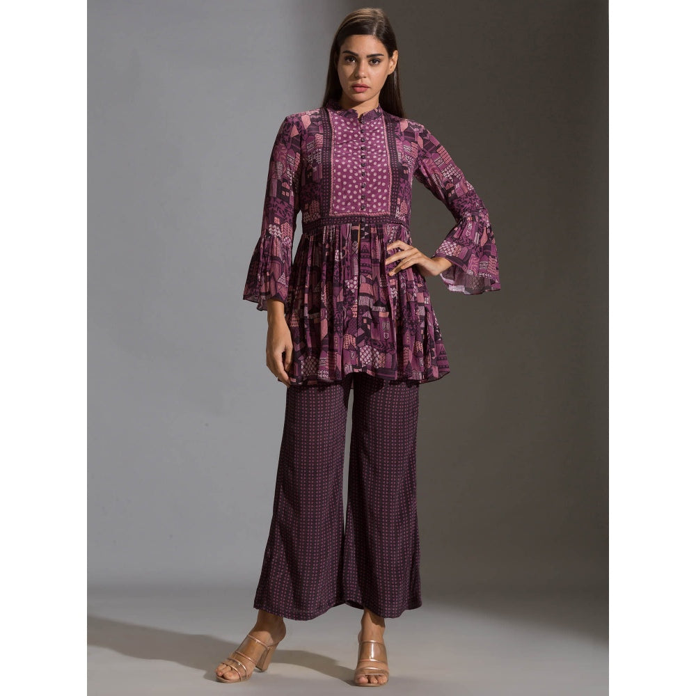Soup By Sougat Paul Peplum Printed Top Paired With Printed Pants (Set of 2)