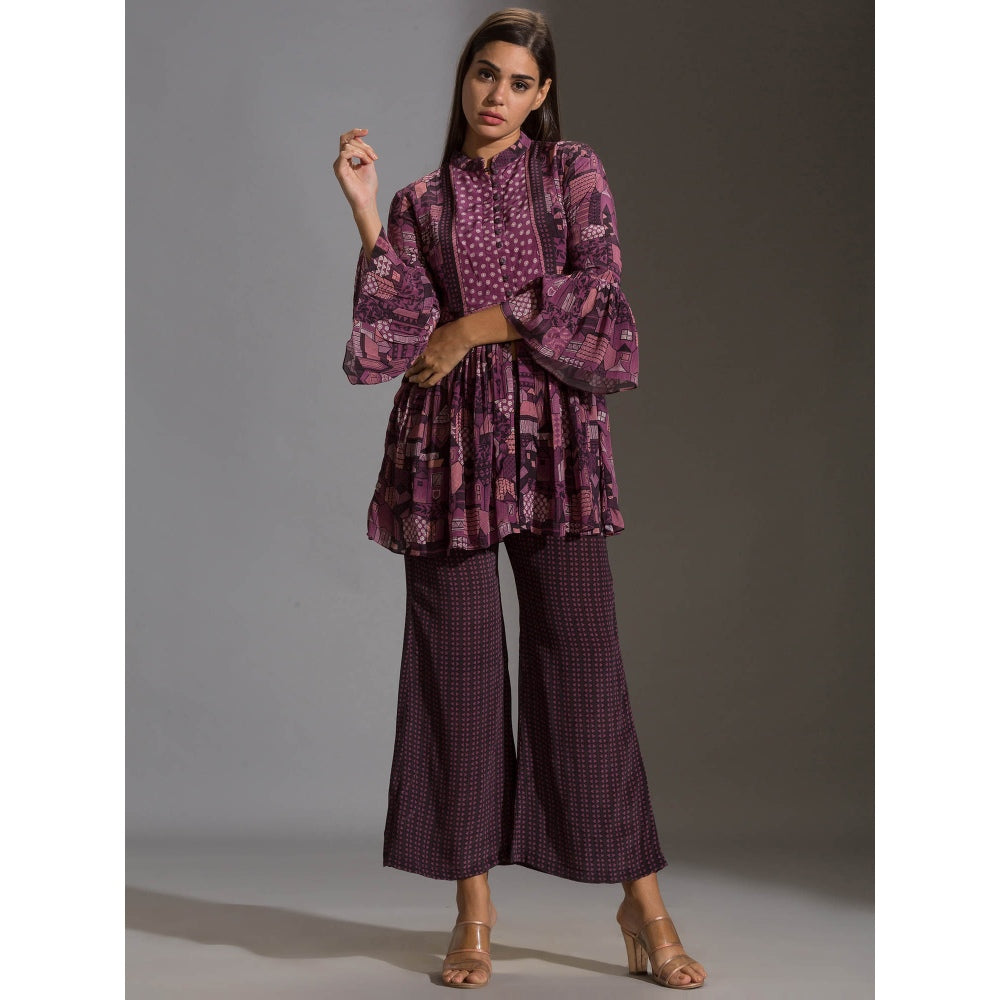 Soup By Sougat Paul Peplum Printed Top Paired With Printed Pants (Set of 2)