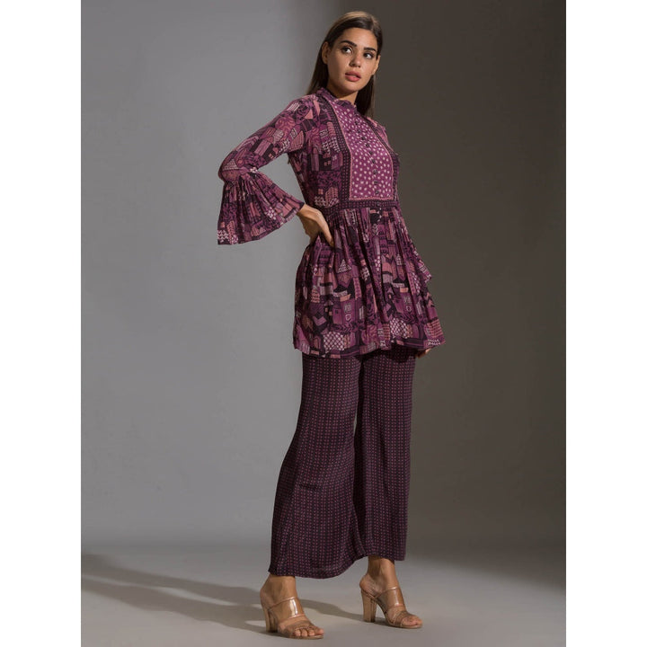 Soup By Sougat Paul Peplum Printed Top Paired With Printed Pants (Set of 2)