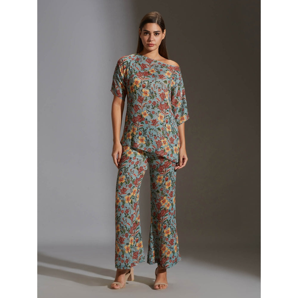 Soup By Sougat Paul Prired One Shoulder Top Paired With Printed Pants (Set of 2)