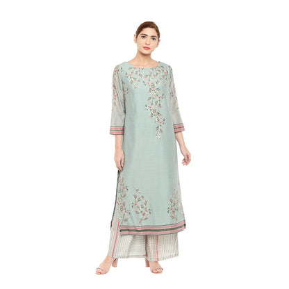 Soup by Sougat Paul Floral Kurta With Printed Palazzo Pants - Customisable (Set of 2)