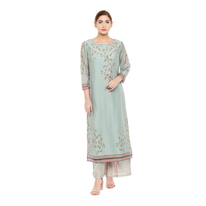 Soup by Sougat Paul Floral Kurta With Printed Palazzo Pants - Customisable (Set of 2)