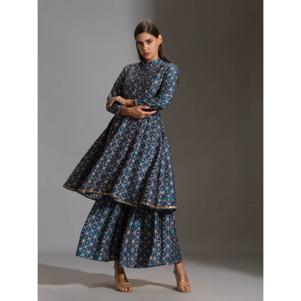 Soup By Sougat Paul Panel Anarkali Paired With Sharara And Organza Dupatta (Set of 3)