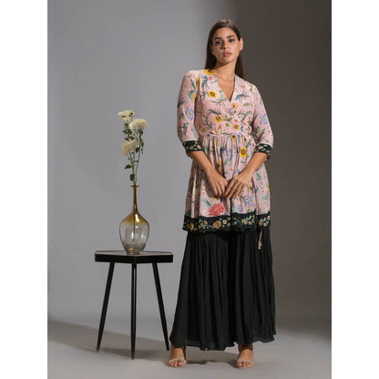 Soup By Sougat Paul Printed Overlap Kurta Paired With Sharara Pants (Set of 2)