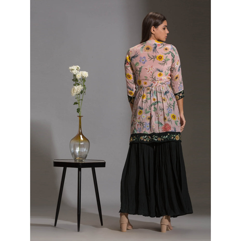 Soup By Sougat Paul Printed Overlap Kurta Paired With Sharara Pants (Set of 2)