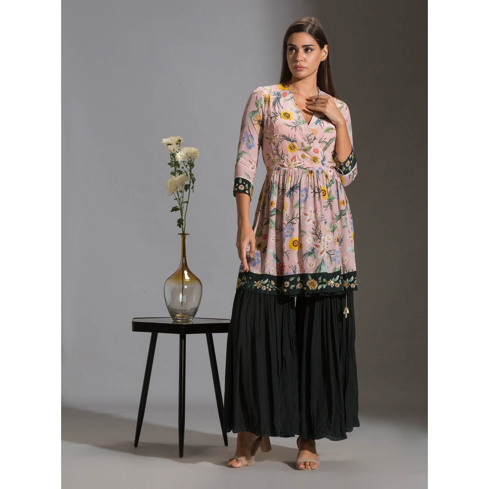 Soup By Sougat Paul Printed Overlap Kurta Paired With Sharara Pants (Set of 2)