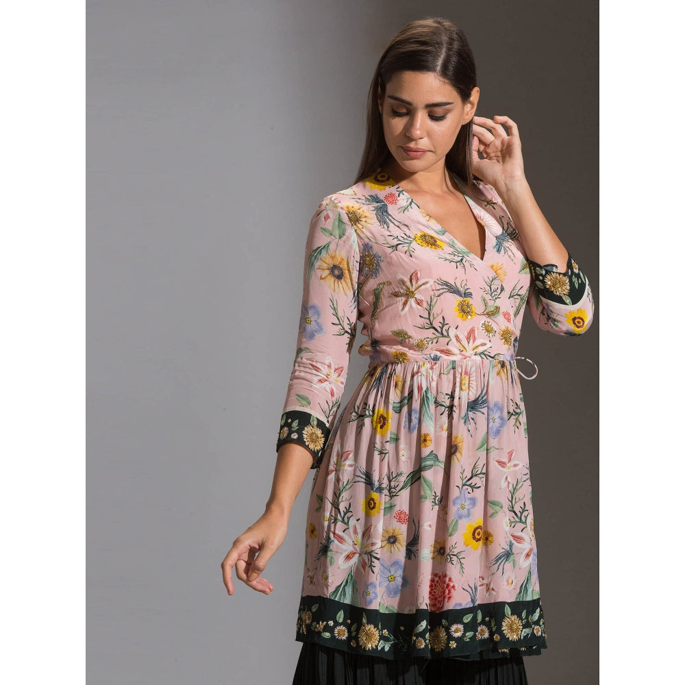 Soup By Sougat Paul Printed Overlap Kurta Paired With Sharara Pants (Set of 2)