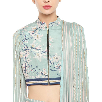 Soup by Sougat Paul Hand Embroidered & Floral Short Jacket With Drape Saree