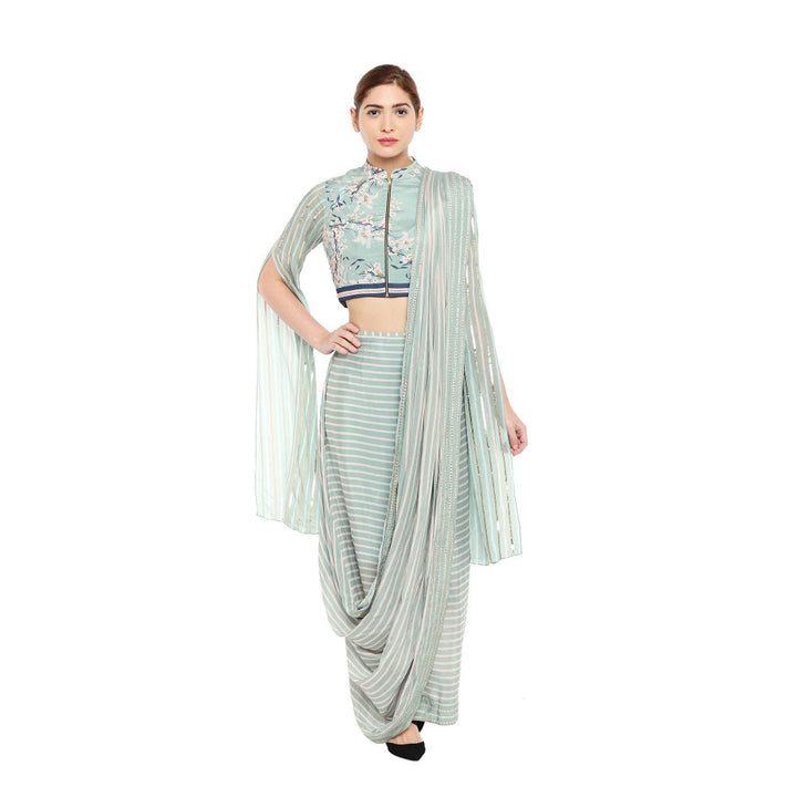 Soup by Sougat Paul Hand Embroidered & Floral Short Jacket With Drape Saree