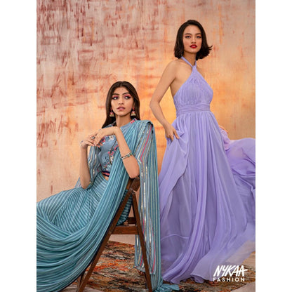 Soup by Sougat Paul Hand Embroidered & Floral Short Jacket With Drape Saree